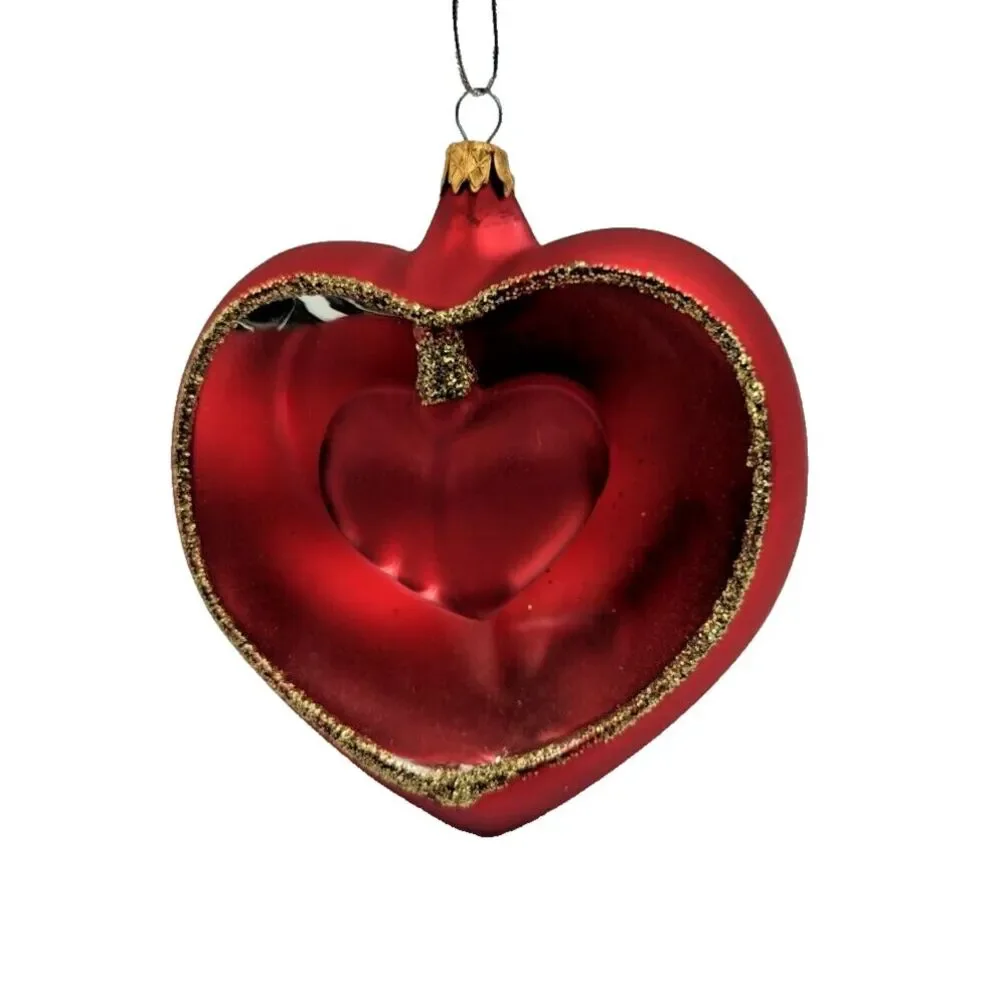 Kurt Adler Double‎ Heart Glass Ornament